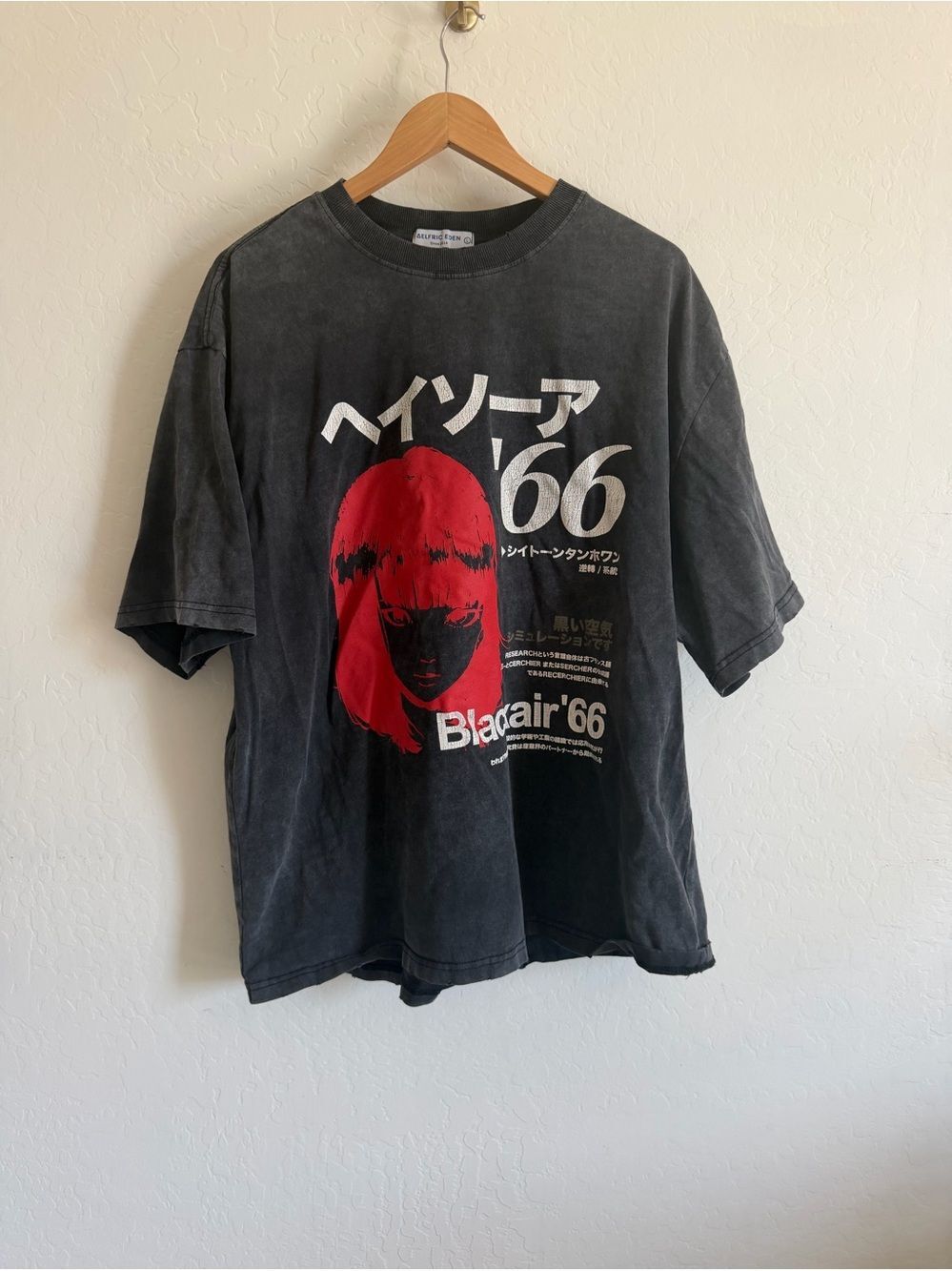 Aelfric Eden Oversized Vintage inspired Acid Wash Japanese Anime Graphic Tee L